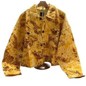 Wild Fable Women's Yellow Floral Cropped Canvas Jacket - Size XXL - NWT